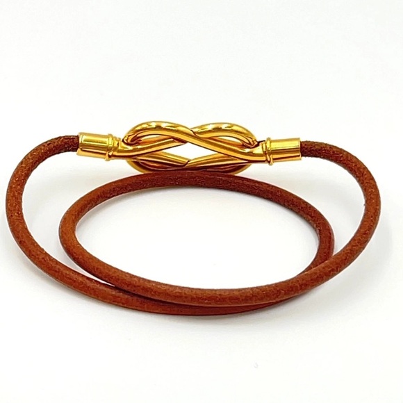 Hermes 2-row Atame GD Leather Bracelet - Picture 11 of 15